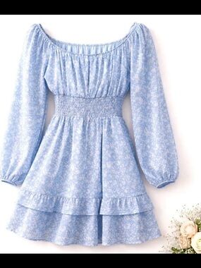 Altar'd State Blue and White Floral Smocked Dress